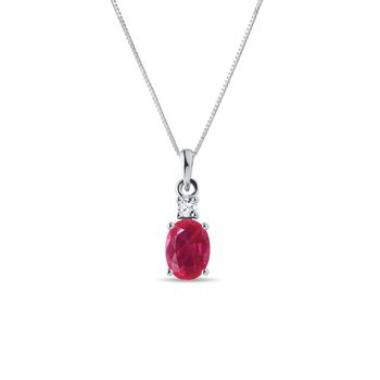 14 Kt Weißgold - Halskette Mit Anhänger - 1.00 Ct Diamant