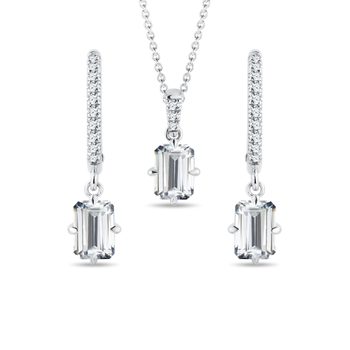 Diamond Frost White Necklace with Crystal Earrings - Rent main image 1