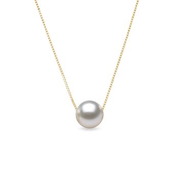 Minimalist 14K Gold Necklace with Akoya Pearl | KLENOTA