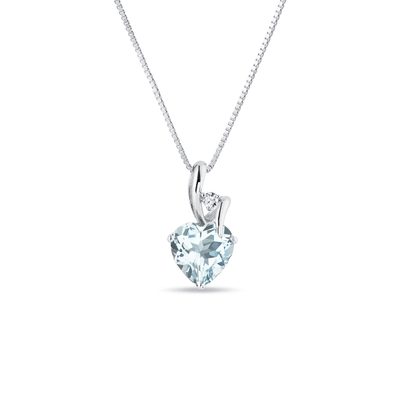Heart Necklace with Aquamarine and 
