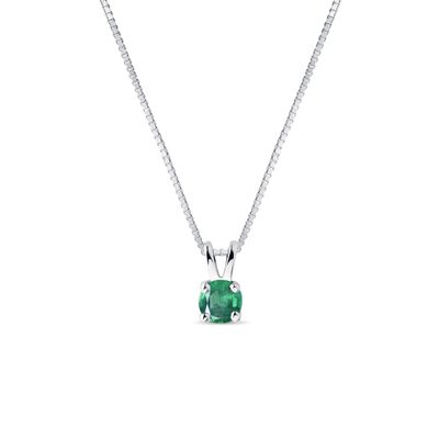Emerald White Gold Shamrock Necklace