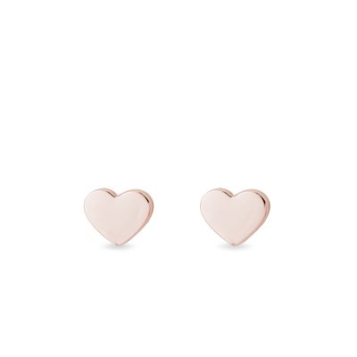 Náušnice pecky ve tvaru srdce z růžového zlata | KLENOTA