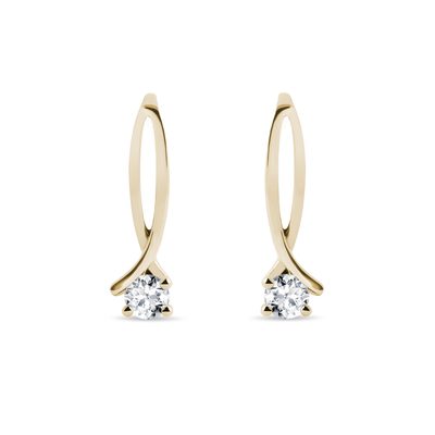 Gold Diamond Double Ribbon Earrings