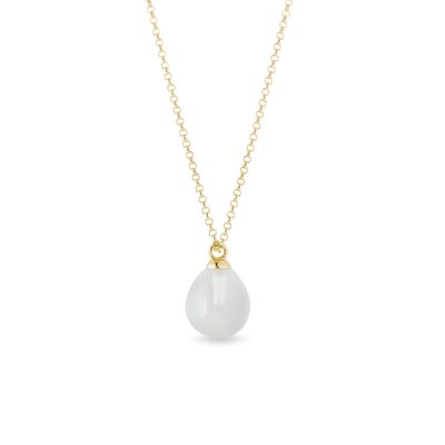 White moonstone necklace in yellow gold 