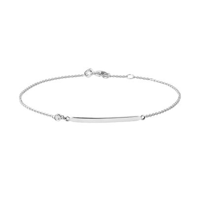 Simple White Gold Bracelet with A Central Diamond KLENOTA