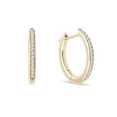 14K Gold Diamond Hoop Earrings 14K Gold