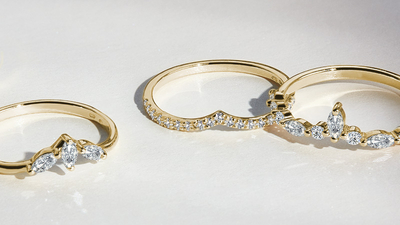 White gold rings with diamonds