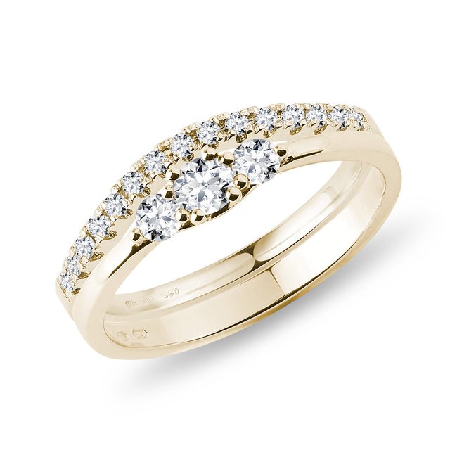 GOLD ENGAGEMENT AND WEDDING RING SET - ENGAGEMENT AND BRIDAL RING SETS - 