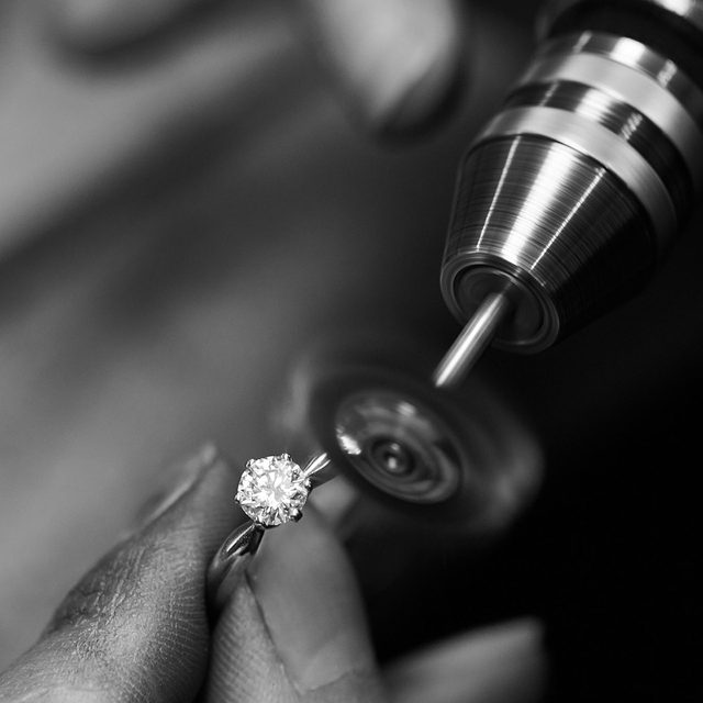 HALF CARAT DIAMOND WHITE GOLD RING - BRILLIANT CUT DIAMOND ENGAGEMENT RINGS - 