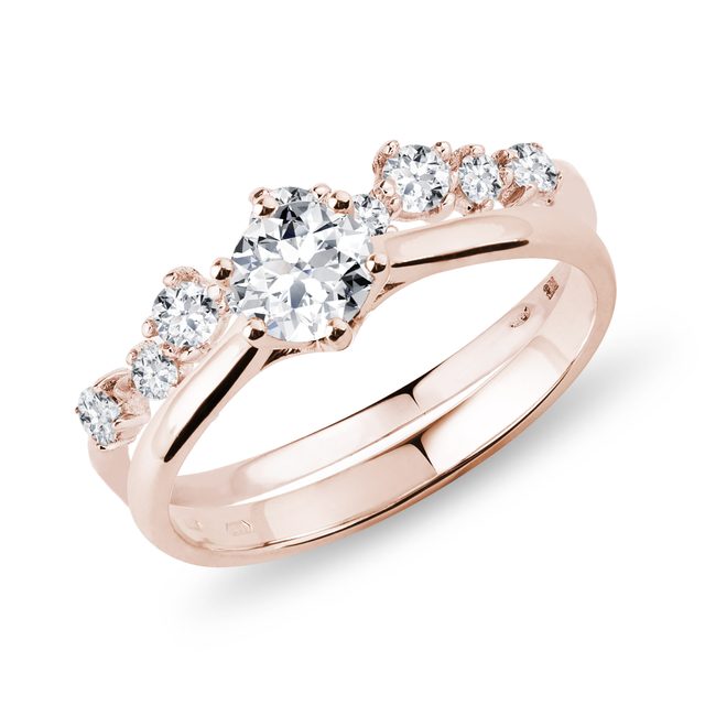 ORIGINAL ENGAGEMENT SET WITH DIAMONDS IN ROSE GOLD - ENGAGEMENT AND BRIDAL RING SETS - 