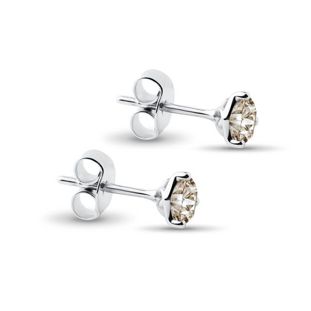 WEISSGOLD-OHRSTECKER MIT CHAMPAGNERFARBENEN DIAMANTEN - OHRSTECKER DIAMANT - 