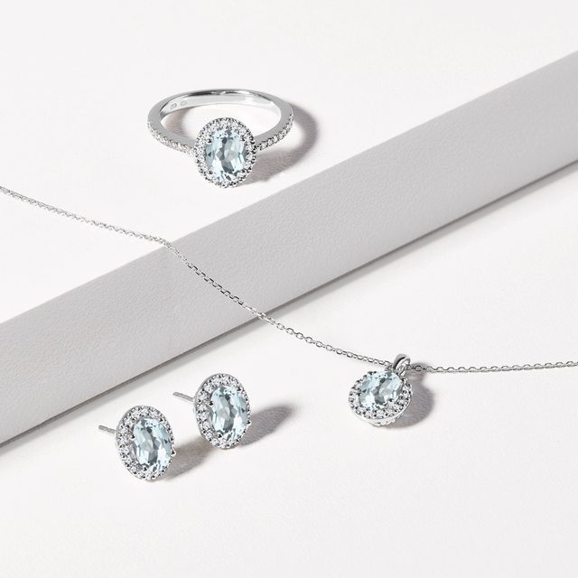 AQUAMARINE RING IN WHITE GOLD - AQUAMARINE RINGS - 