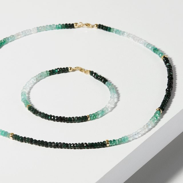 NÁRAMOK Z FAREBNÝCH SMARAGDOV V ZLATE - MINERÁLNE NÁRAMKY - 