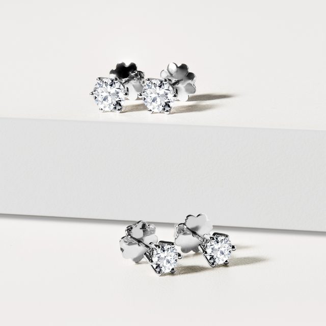 PUCES D'OREILLE EN OR BLANC AVEC DIAMANT 1 CT - PUCES D'OREILLES EN DIAMANT - 