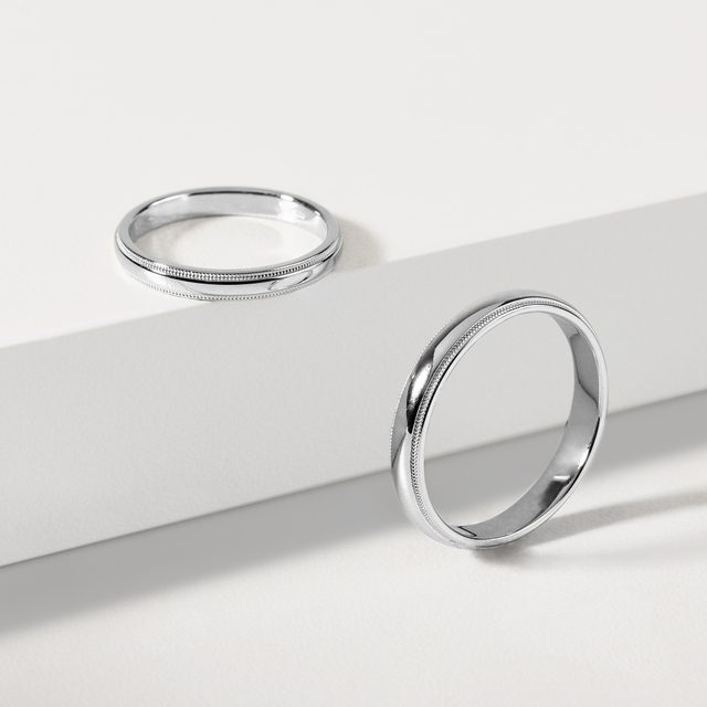 ALLIANCE POUR HOMMES EN OR BLANC DOUBLE MILGRIF - ALLIANCES DE MARIAGE HOMMES - 