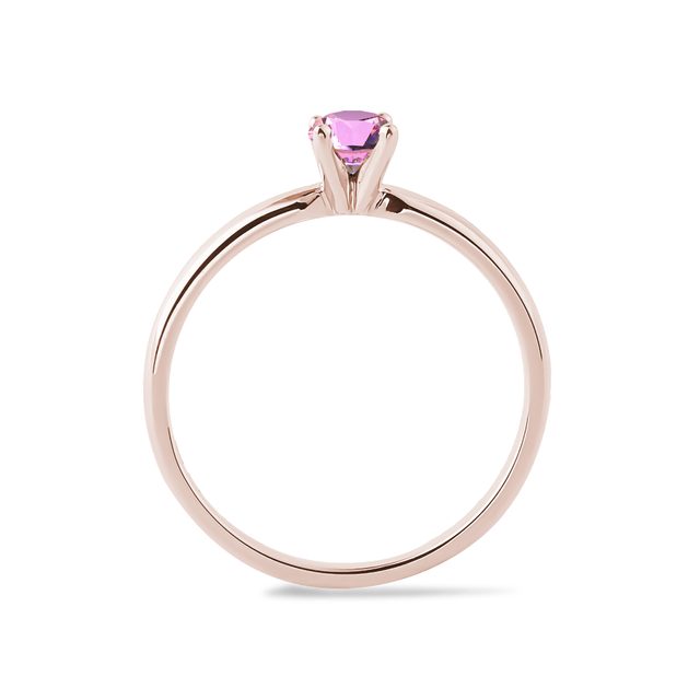 BAGUE EN OR ROSE AVEC SAPHIR ROSE - BAGUES DE FIANÇAILLES EN SAPHIR - 