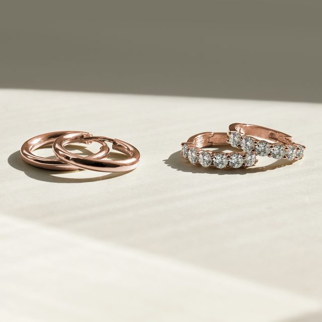 KOLCZYKI Z RÓŻOWEGO ZŁOTA Z BRYLANTAMI - KOLCZYKI Z DIAMENTAMI - 