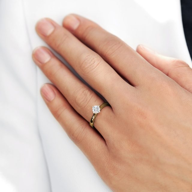 VERLOBUNGSRING AUS 14K GELBGOLD MIT 0,5CT DIAMANT - RINGE MIT LAB GROWN DIAMANTEN - 