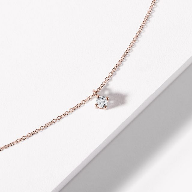 ZARTE HALSKETTE AUS ROSÉGOLD MIT DIAMANT IM BRILLANTSCHLIFF - KETTEN MIT DIAMANTEN - 