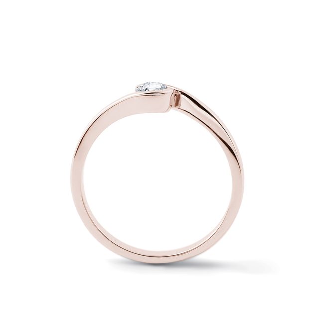 ASYMMETRISCHER DIAMANTRING IN ROSÉGOLD - VERLOBUNGSRINGE MIT BRILLANT - 