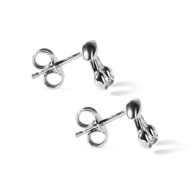 CHERRY EARRINGS IN 14K WHITE GOLD - DIAMOND EARRINGS - 