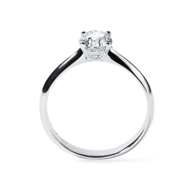 BAGUE DE FIANÇAILLES EN OR BLANC, AVEC DIAMANT TAILLE OVALE - BAGUES AVEC DIAMANTS DE SYNTHÈSE - 