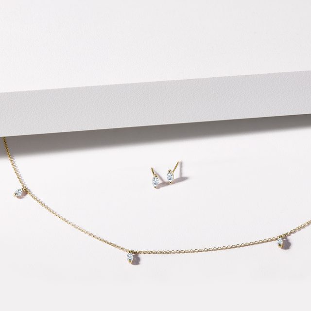 MARQUISE DIAMOND NECKLACE IN YELLOW GOLD - DIAMOND NECKLACES - 