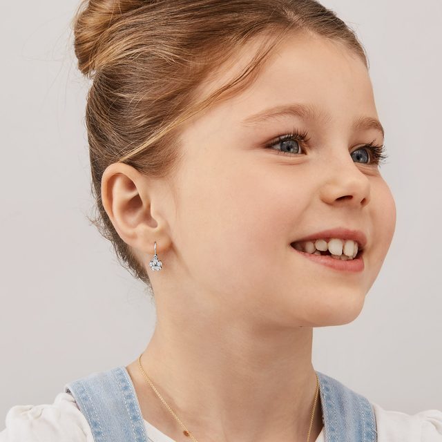 CHILDREN'S FLOWER EARRINGS WITH CUBIC ZIRCONIA - CHILDREN'S EARRINGS - 