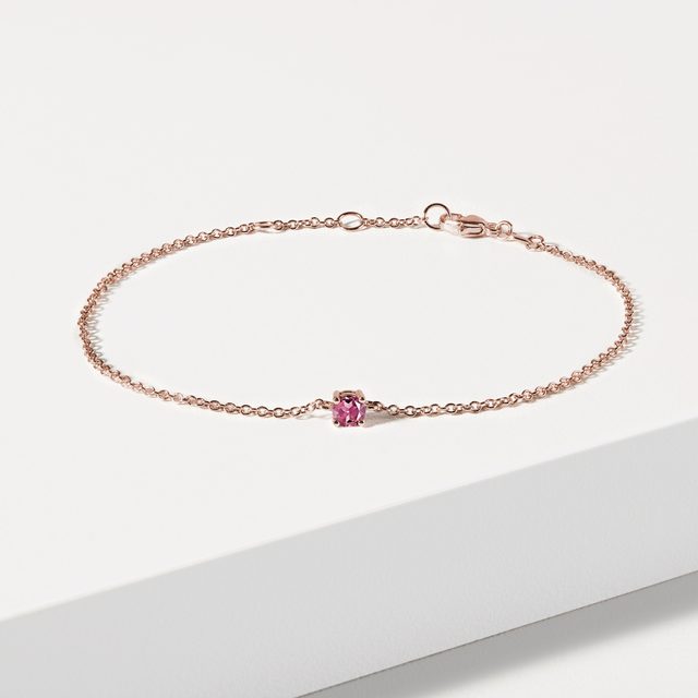 KINDERARMBAND MIT TURMALIN IN ROSÉGOLD - KINDER ARMBÄNDER - 