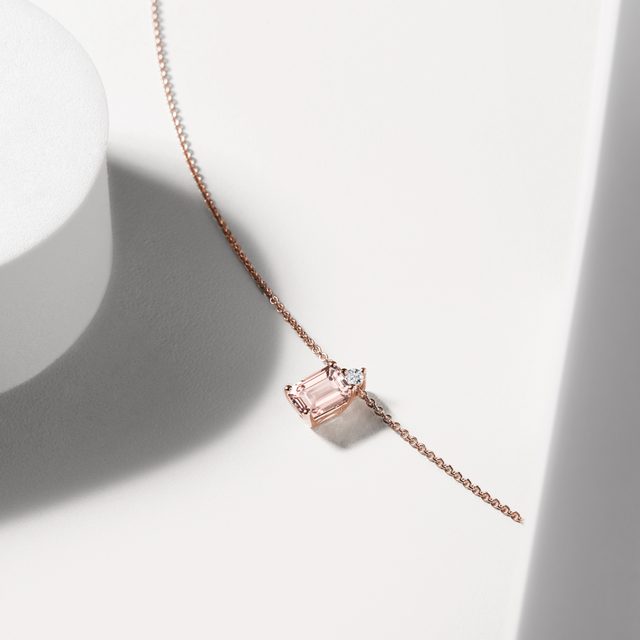 HALSKETTE MIT MORGANIT IN 14 KT ROSÉGOLD - KETTEN MIT MORGANIT - 