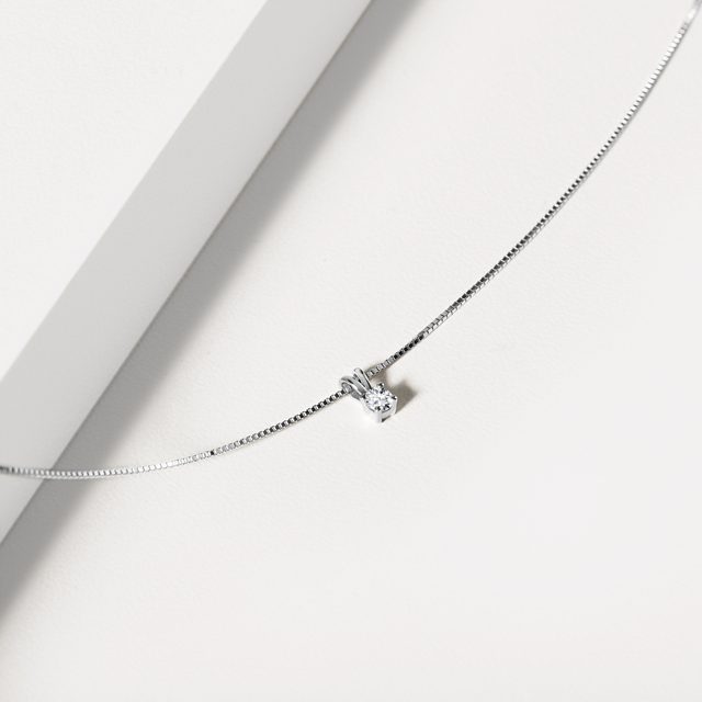 WINZIGER DIAMANT ANHÄNGER AUS WEISSGOLD - KETTEN MIT DIAMANTEN - 