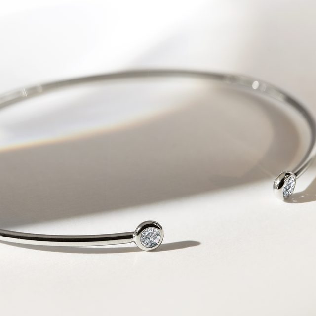 DIAMOND BEZEL BRACELET IN WHITE GOLD - BANGLES & CUFF BRACELETS - 