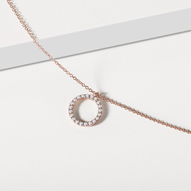 PENDENTIF EN OR ROSE AVEC DIAMANTS - COLLIERS AVEC DIAMANTS - 