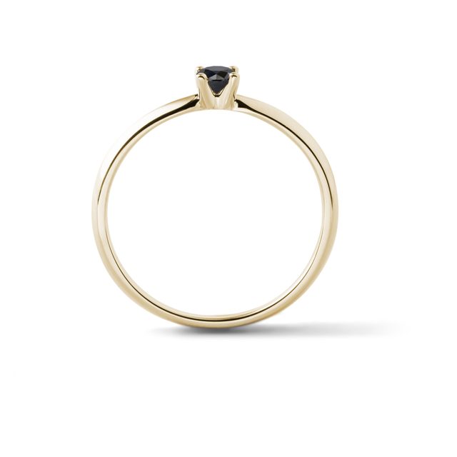 VERLOBUNGSRING MIT SCHWARZEM DIAMANTEN IN GELBGOLD - VERLOBUNGSRINGE MIT FARBIGEN DIAMANTEN - 