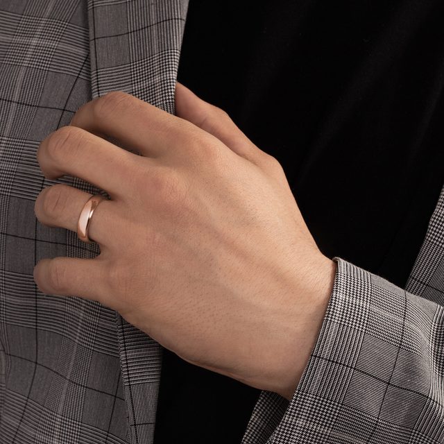 BAGUE DE MARIAGE POUR HOMMES FORGÉE DANS L'OR ROSE - ALLIANCES DE MARIAGE HOMMES - 