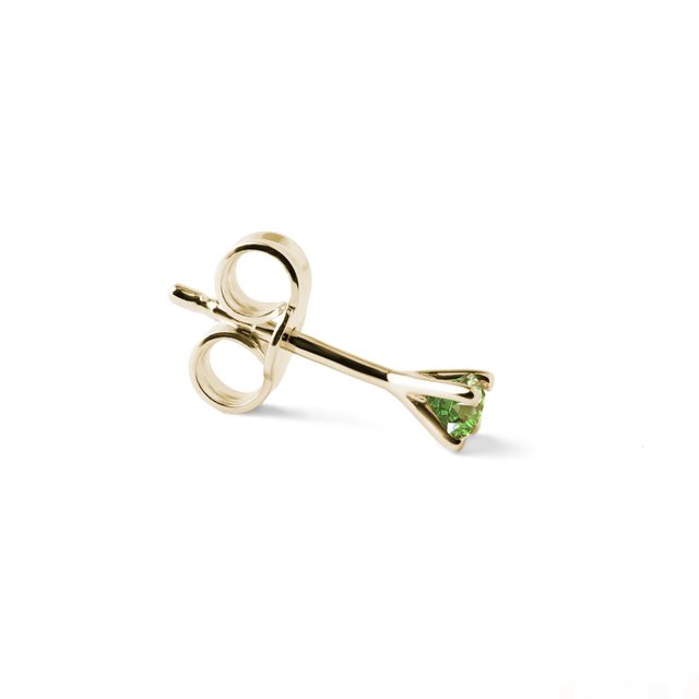 TINY GREEN DIAMOND YELLOW GOLD SINGLE STUD - SINGLE EARRINGS - 