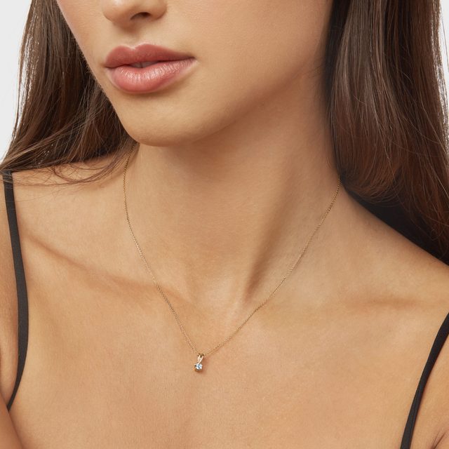 AQUAMARINE NECKLACE IN YELLOW GOLD - AQUAMARINE NECKLACES - 