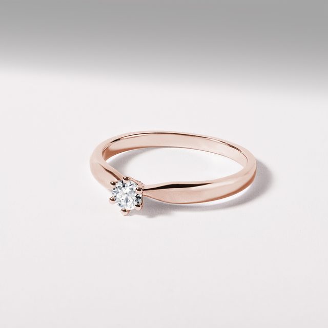 VERLOBUNGSRING MIT DIAMANT IM BRILLANTSCHLIFF IN ROSÉGOLD - VERLOBUNGSRINGE MIT BRILLANT - 