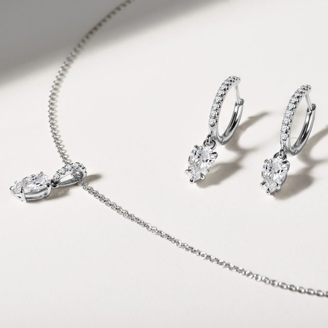 14K WHITE GOLD JEWELRY SET WITH LAB GROWN DIAMONDS - DIAMOND SETS - 