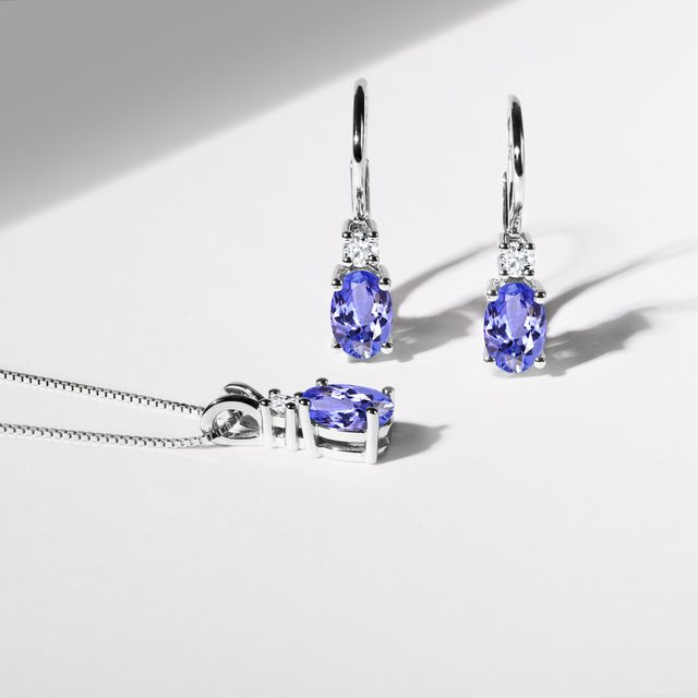 SCHMUCKSET MIT TANSANITEN UND DIAMANTEN IN WEISSGOLD - SCHMUCK SETS EDELSTEINE - 