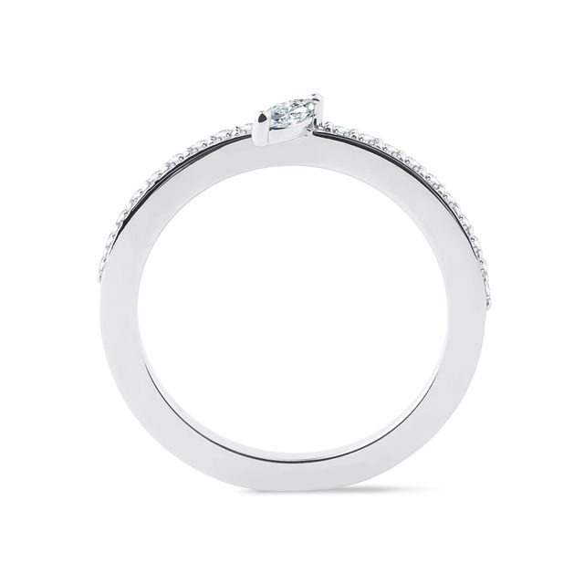BAGUE EN OR BLANC ET DIAMANT MARQUISE - BAGUES DE FIANÇAILLES EN DIAMANT - 