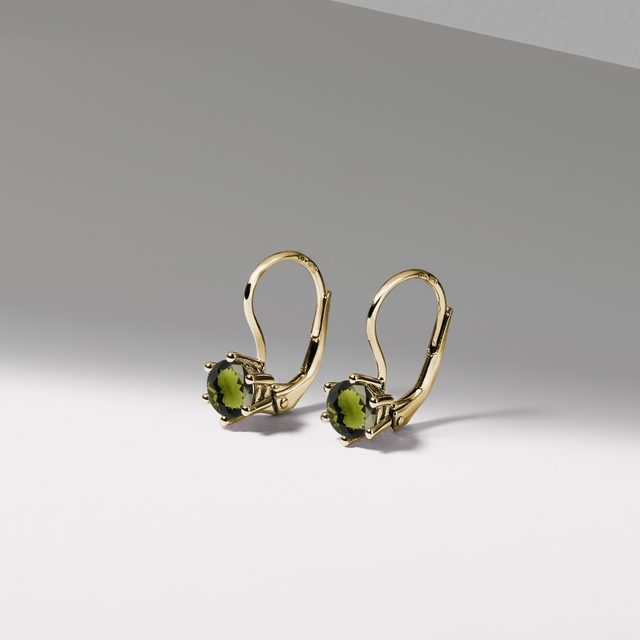 NÁUŠNICE ZE ŽLUTÉHO ZLATA S KULATÝMI VLTAVÍNY - NÁUŠNICE S VLTAVÍNEM - 