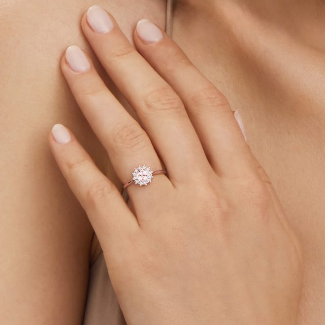 MORGANIT-RING AUS ROSÉGOLD MIT BRILLANTEN - RINGE MORGANIT - 