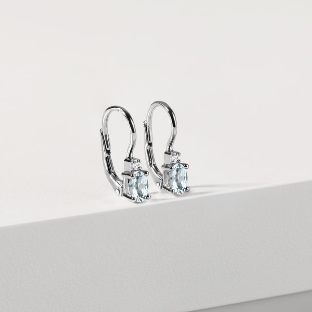 OHRRINGE MIT OVALEN AQUAMARINEN UND DIAMANTEN IN WEISSGOLD - OHRRINGE AQUAMARIN - 
