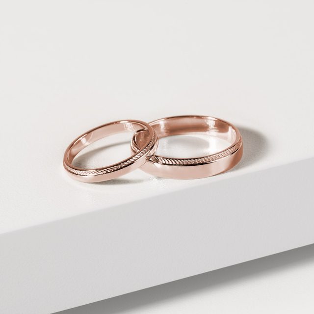 LADIES' MILGRAIN EDGE ROSE GOLD WEDDING RING - WOMEN'S WEDDING RINGS - 