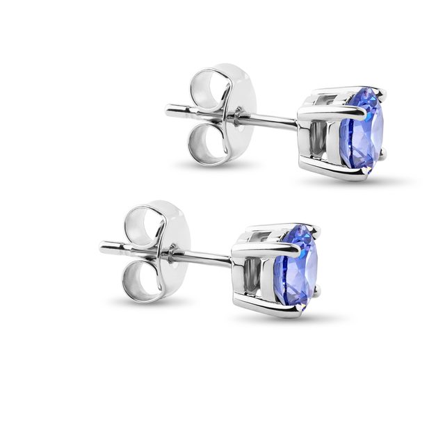 KOLCZYKI Z BIAŁEGO ZŁOTA Z TANZANITAMI - KOLCZYKI Z TANZANITAMI - 
