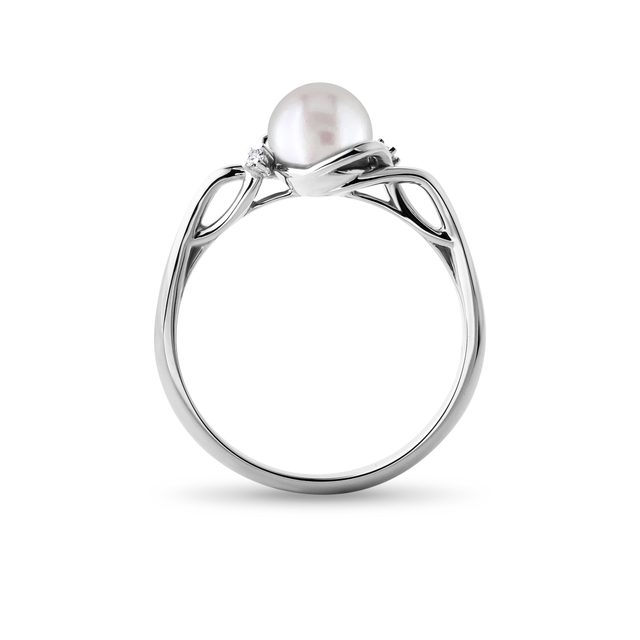 RING MIT PERLE UND BRILLANTEN IN WEISSGOLD - PERLEN RINGE - 