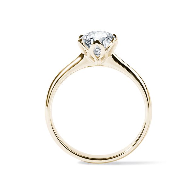 GELBGOLDENER VERLOBUNGSRING MIT 1 CT DIAMANT - VERLOBUNGSRINGE MIT BRILLANT - 