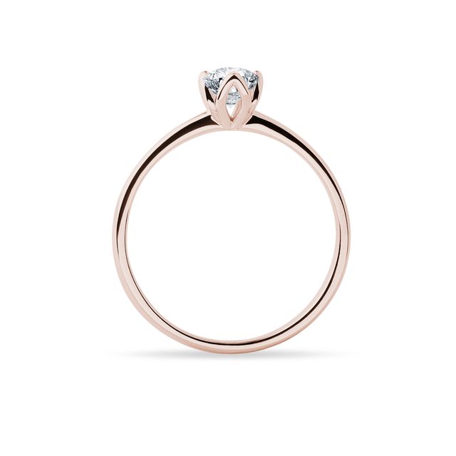 BAGUE EN OR ROSE ROMANTIQUE AVEC DIAMANT BLANC - TAILLE BRILLANT - 