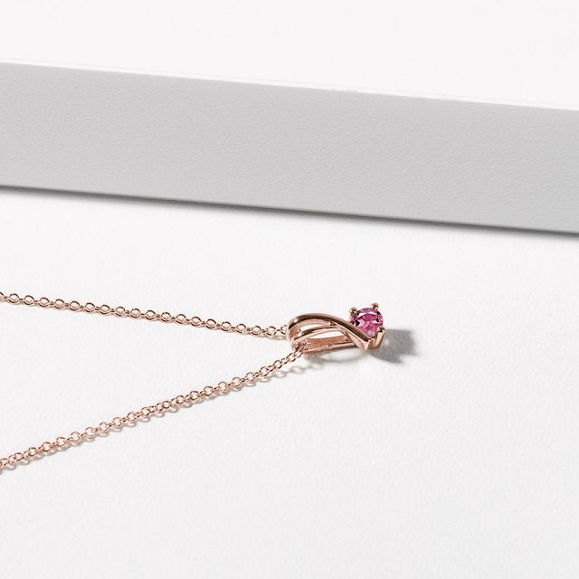 HALSKETTE MIT ROSA TURMALIN IN ROSÉGOLD - KETTEN MIT TURMALIN - 